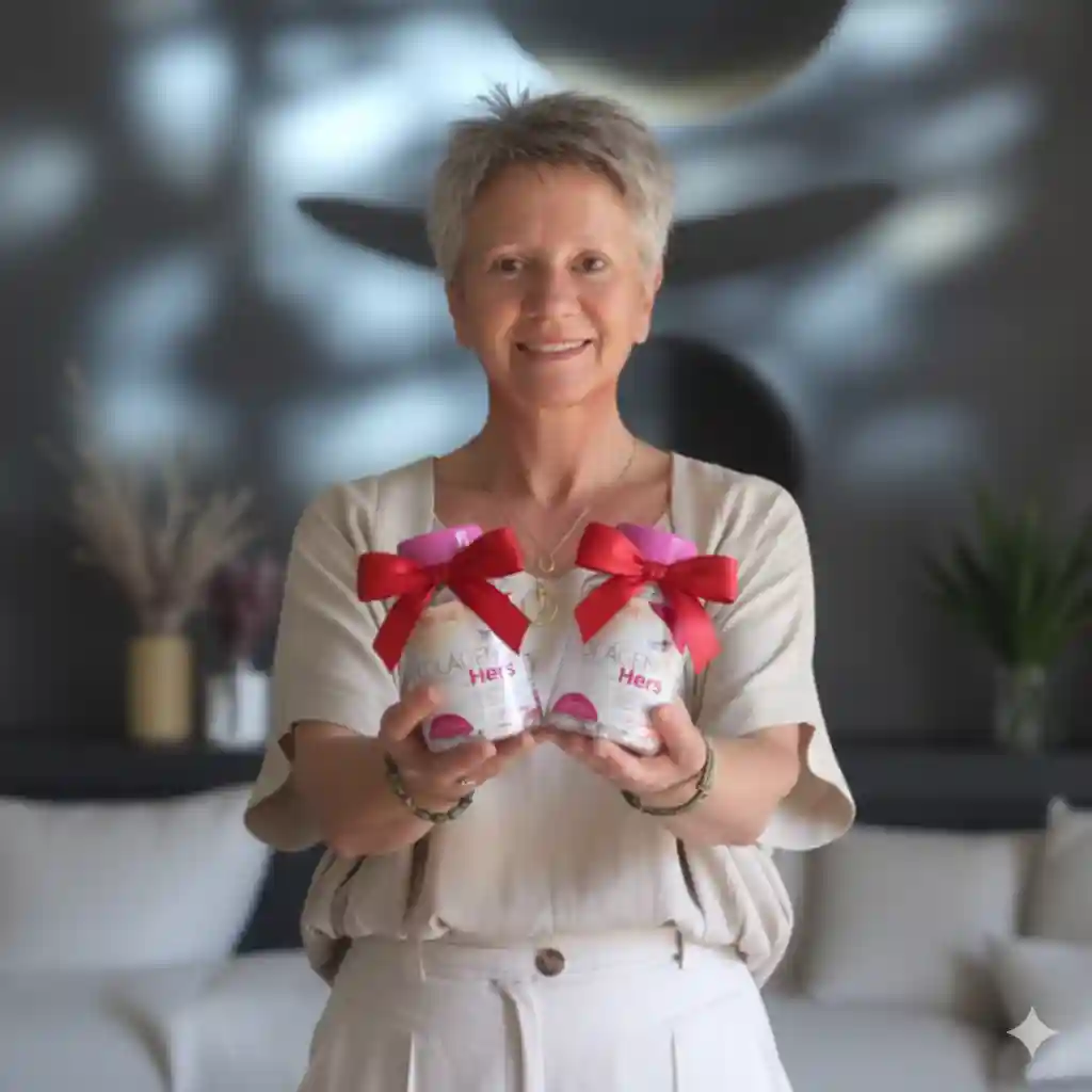 Márcia Severo segurando colágeno